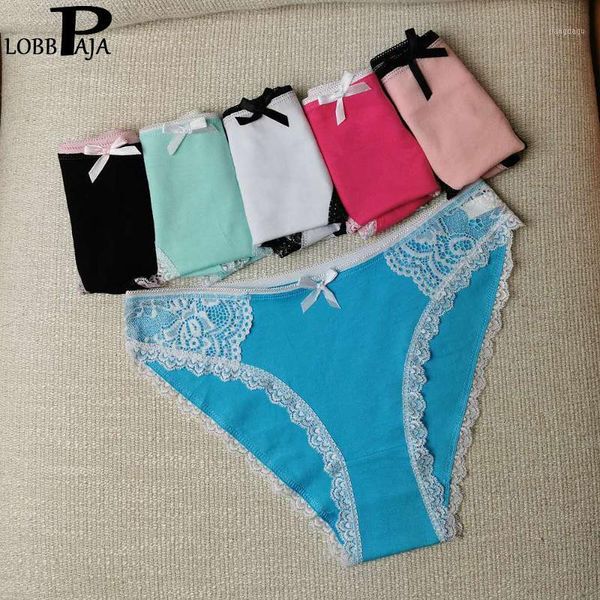

women's panties lot 6 pcs women underwear cotton lace ladies knickers low waist everyday briefs #9143, Black;pink