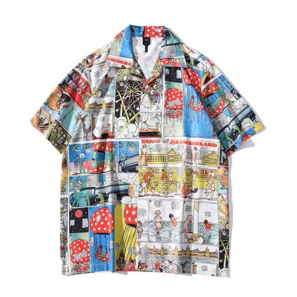 

shirt men women summer street hawaiian shirts man blouse male top, White;black