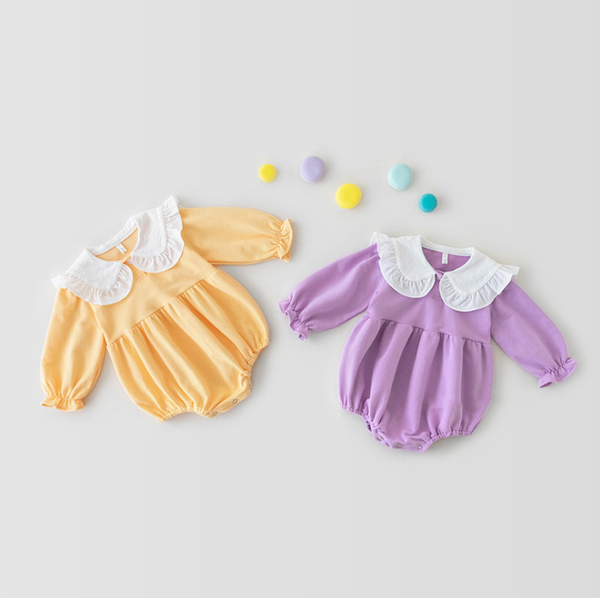 

rompers 2021 girls boys ruffles romper cotton autumn fashion babys jumpsuit 6-24 month wu284, Blue