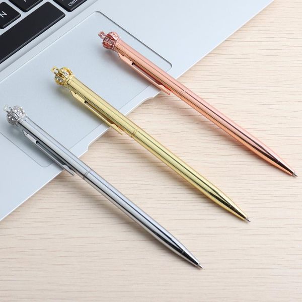 

ballpoint pens office shining big crown pen metal crystal diamond writing stationery student supplies, Blue;orange