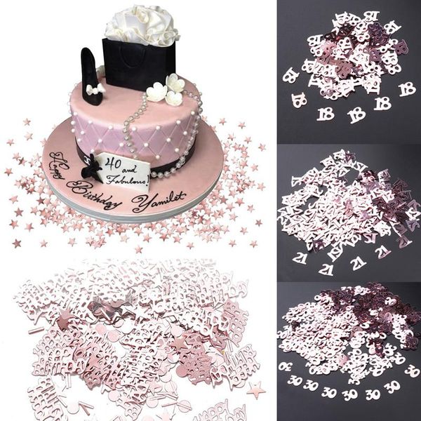 

15g/bags rose gold happy birthday number confetti figure 18 21 30 40 50 party decorations wedding anniversary decoration