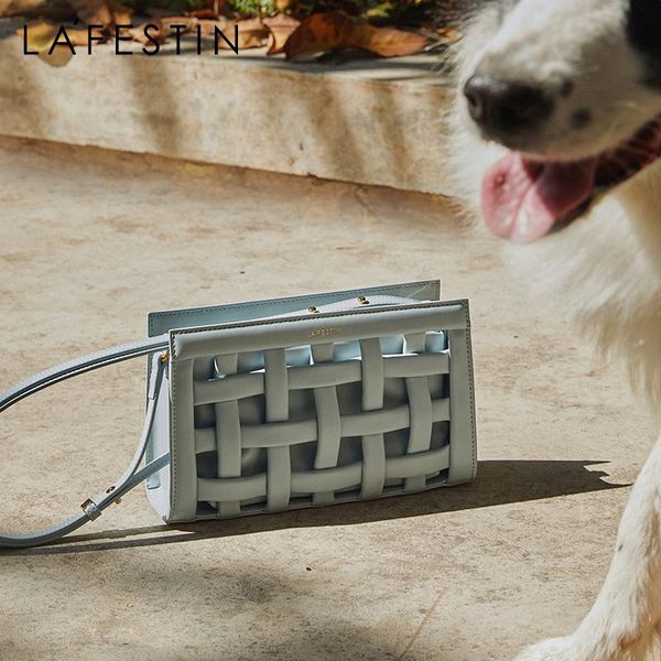 

evening bags la festin designer knitting handbag for women original 2021 hollow out one-shoulder messenger bag leather tote fashion