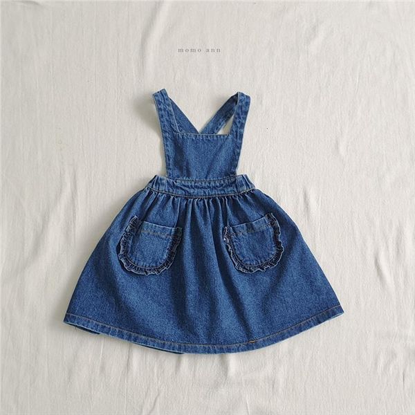 

summer baby girls denim girl dresses sleeveless overall children princess vest fashion pinafore kids clothes 1 7year, Red;yellow