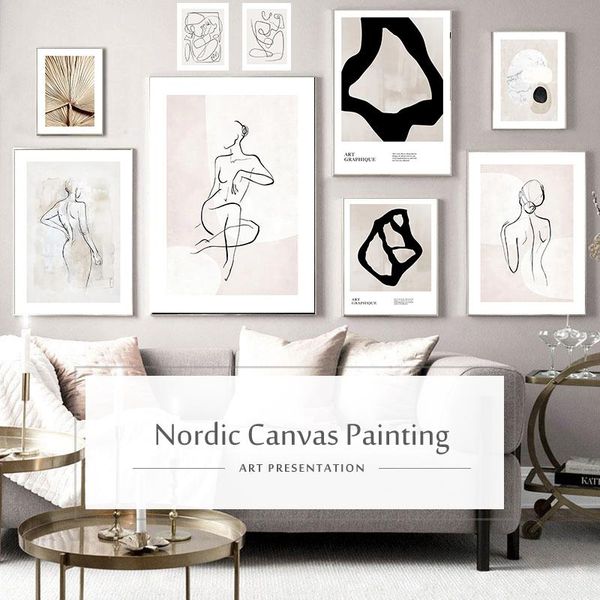 

paintings abstract girl lady figure poster home canvas painting handdrawinglines human body art oil living room backdrop picture