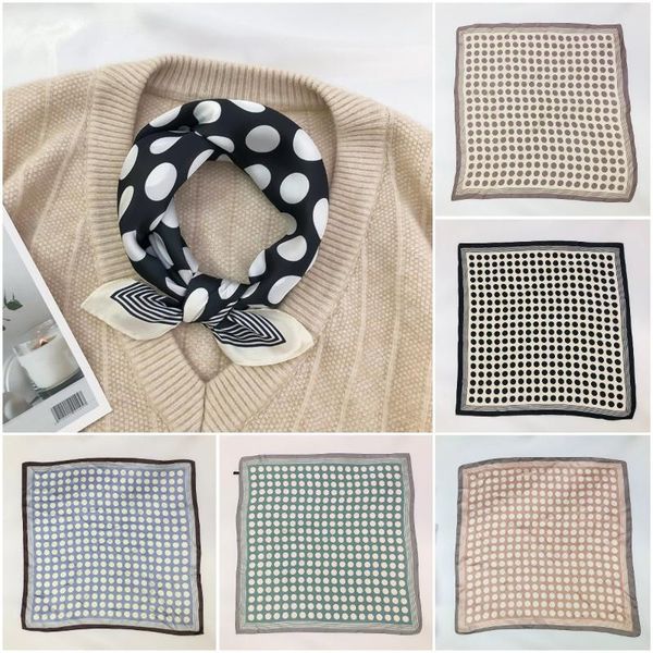 

scarves jtvovo runmeifa 2021 70*70cm spotted silk chiffon french scarf designer women's fashion headscarves bandana, Blue;gray