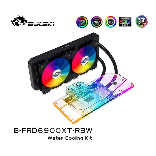 

fans & coolings bykski aio integrated gpu cooler water block for amd founders edition rx6900xt,rx6800xt,rx6800 cooling kit b-frd6900xt-rbw