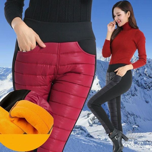 

women's leggings plus velvet pants women winter warm large size high waist thicken leggins casual soft, Black