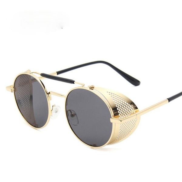 

sunglasses steampunk trend retro metal double beam toad glasses windproof personalized men vintage women, White;black