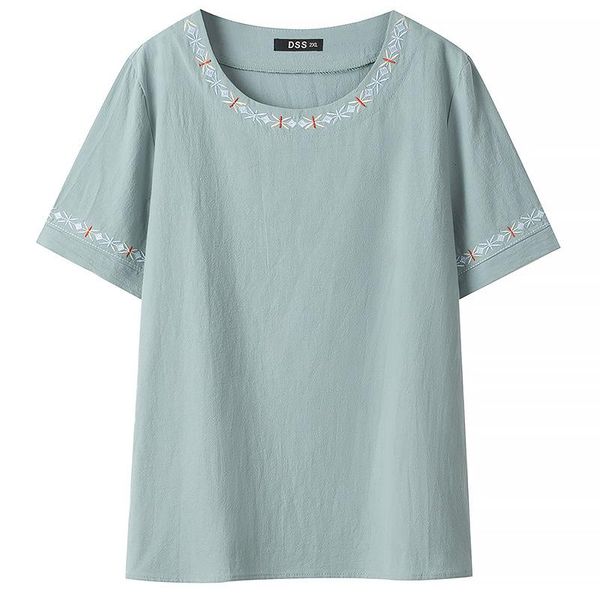 

women t shirt oversize tees 2021 summer fashion casual clothes short sleeve plus size o neck embroidery mom camiseta mujer women's t-s, White