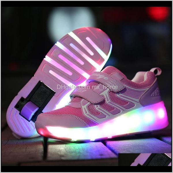 Baby, Mutterschafts-Drop-Lieferung 2021 Risrich Led Tennis Glowing Luminous Light Up Sneakers With On Wheels Kids Baby Roller Skate Shoes For Bo