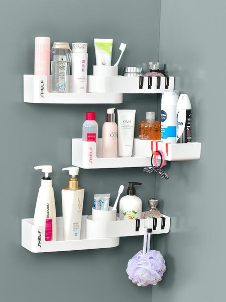

bathroom storage & organization 1pcs creative cosmetics wall shelf rack corner punch hanging