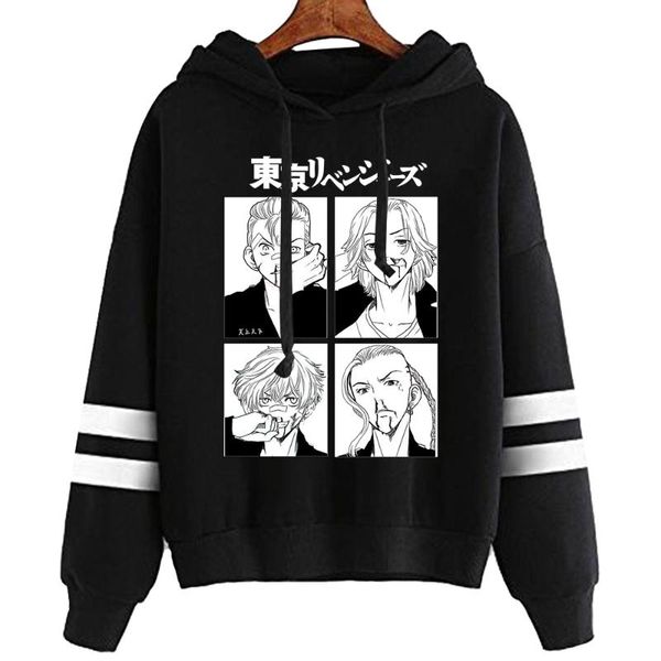 

men's hoodies & sweatshirts anime tokyo revengers manjiro sano mikey chifuyu cozy pullovers sudadera felpa moletom, Black
