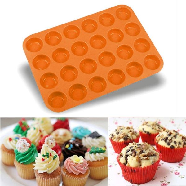 

cake tools 24 cavity mini muffin silicone soap cookies cupcake bakeware pan tray mould l0311