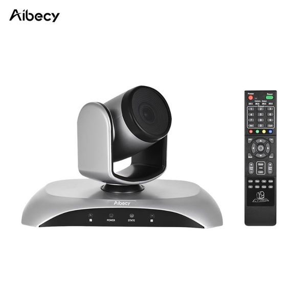 

aibecy 1080p hd conference camera usb plug & play 3x zoom 360Â° rotation with remote control power adapter for video meetings webcams
