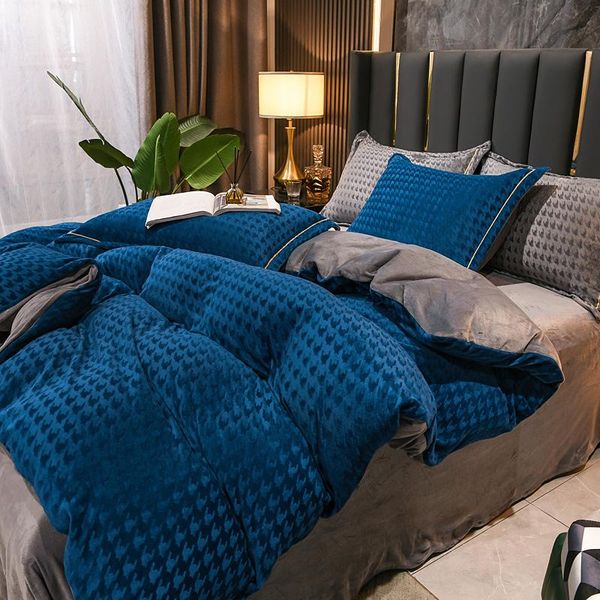 

bedding sets 4pcs 3d jacquard set flannel bed linen winter cover duvet velvet home linens bedspread on sheet pillowcase