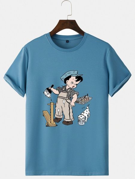 

men cartoon & figure graphic tee f85t#, White;black