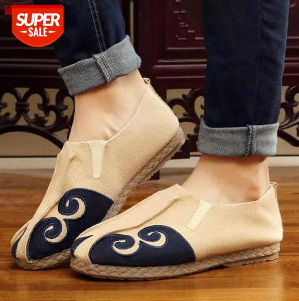 

men hemp canvas shoes espadrilles breathable lightweight slip on loafers casual mens handmade cloth linen driving flats #ww5o