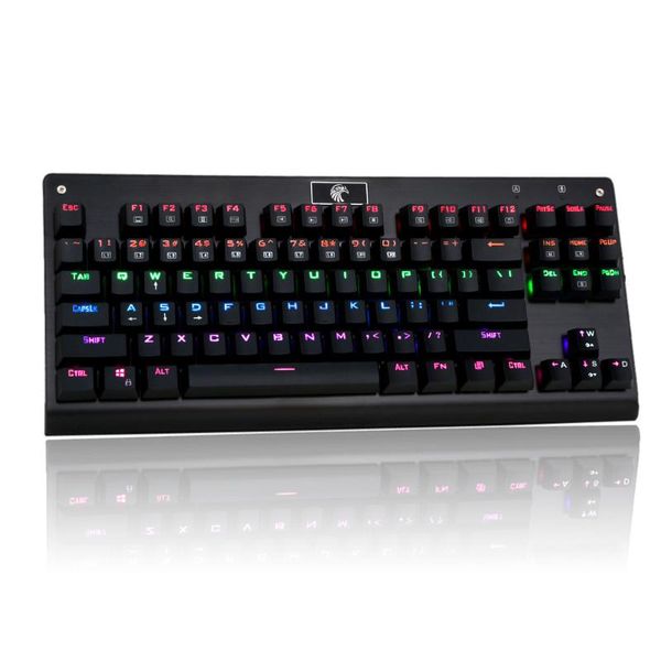 

keyboards usb wired gaming esport mechanical keyboard 87 keys anti-ghosting blue switch colorful led 9 modes programmable backlit