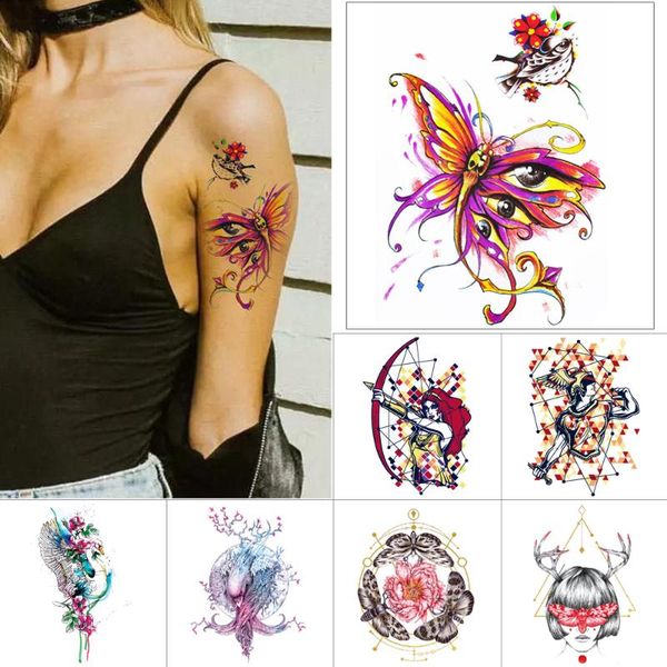 

temporary tattoos butterfly tattoo constellation stickers scorpio red flower bird watercolor body vintage fake