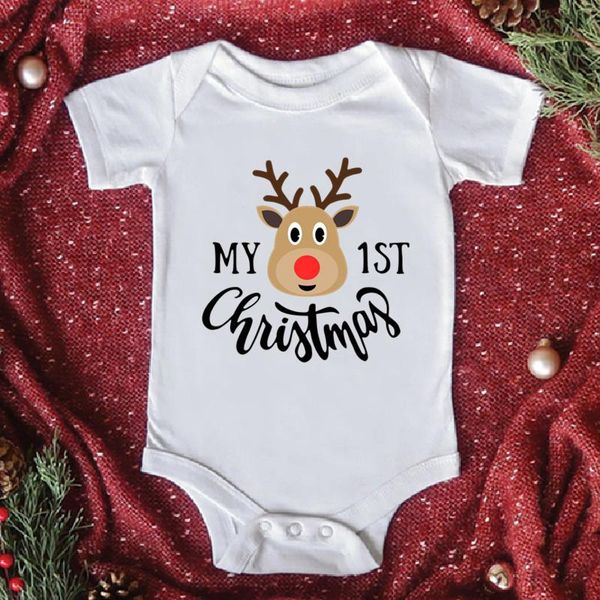

rompers my first christmas baby bodysuit boy girl short sleeve jumpsuits 100% cotton white born outfits, Blue
