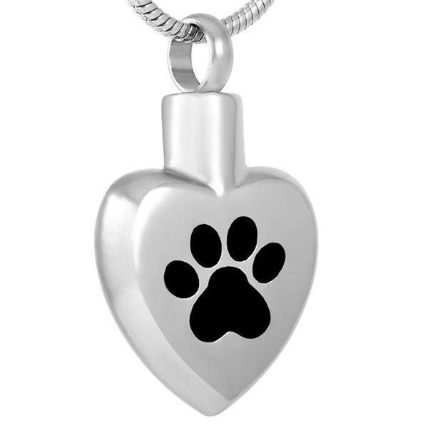 

pendant necklaces sjfe993 stainless steel cat,dog in heart memorial urn keepsake holder cremation jewelry necklace for pet ashes, Silver