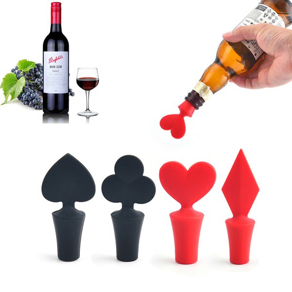 4 Styles Poker Flaschen Stopper Kappen Familienbar Konservierung Werkzeuge Wein Lebensmittelqualität Silikonflaschen Stopper Kreatives Design Safer gesunde Hy0281