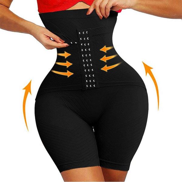 

women's shapers shorts 5xl push up bulifter slim body shaper firm tummy control panties with hooks shapewear high waist trainer thigh s, Black;white