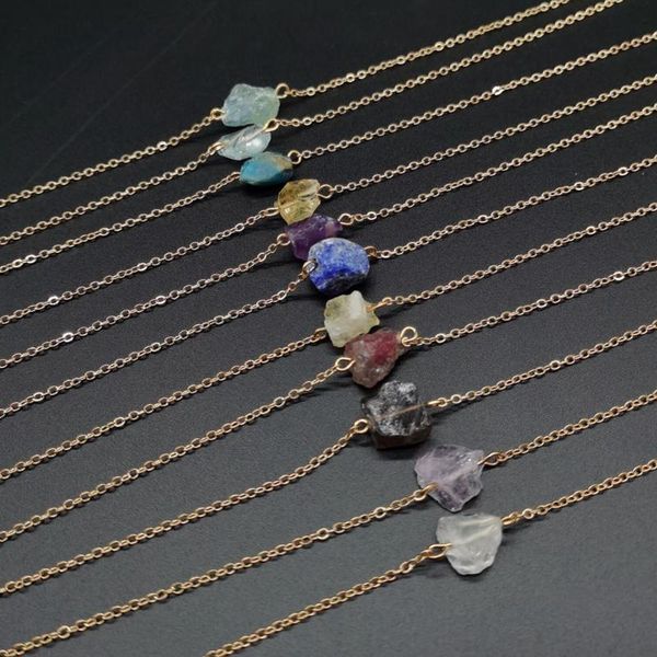 

chains natural stone female necklace crystal agate pendant seven chakra charm exquisite jewelry diy, Silver