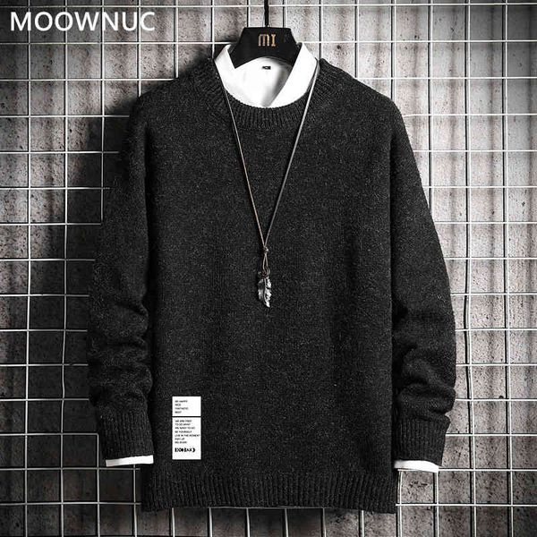 

2021 autumn and winter new plus veet thickening large size slim casual men's high-quality knit sweater, Black