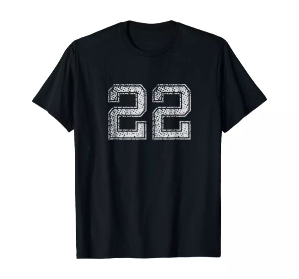 

number no. 22 t-shirt numbered retro style birthday gift, White;black