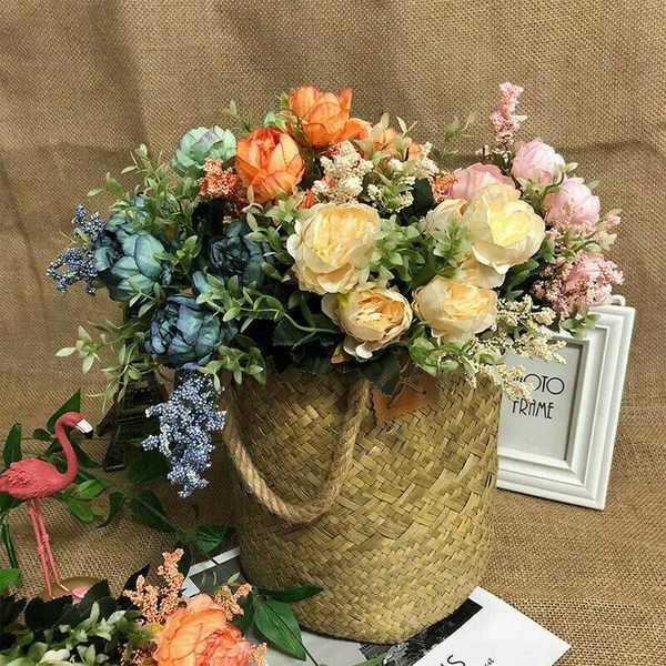 

decorative flowers & wreaths artificial 1bunch 5-head fake peony silk flower bridal hydrangea home bouquet wedding party