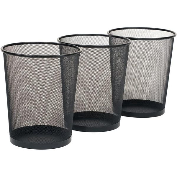 

waste bins 3 pack round mesh basket recycling bin wire desk trash can, for home office
