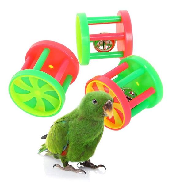 

other bird supplies 3pcs roller rattles toys parrot foot foraging chewing bell training trick play gym accessories for small parrots