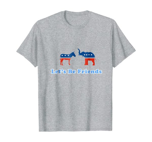 

let's be friends republican democrat election patriotic tee, White;black