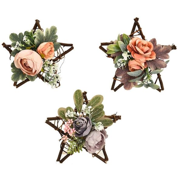 

decorative flowers & wreaths artificial flower eucalyptus wreath wooden five-pointed star greenery faux wall hanging garland wedding christm