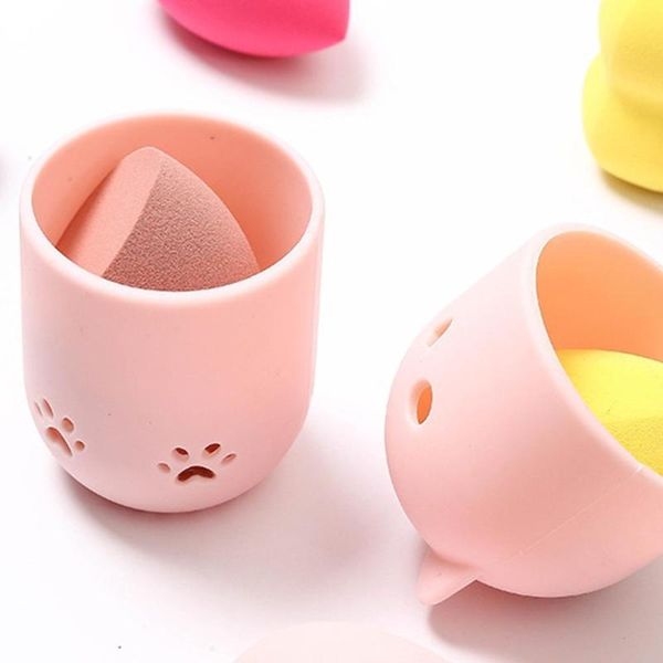 

sponges, applicators & cotton kitten beauty powder puff dustproof holder sponge makeup egg portable soft silicone base case box cosmetic dr