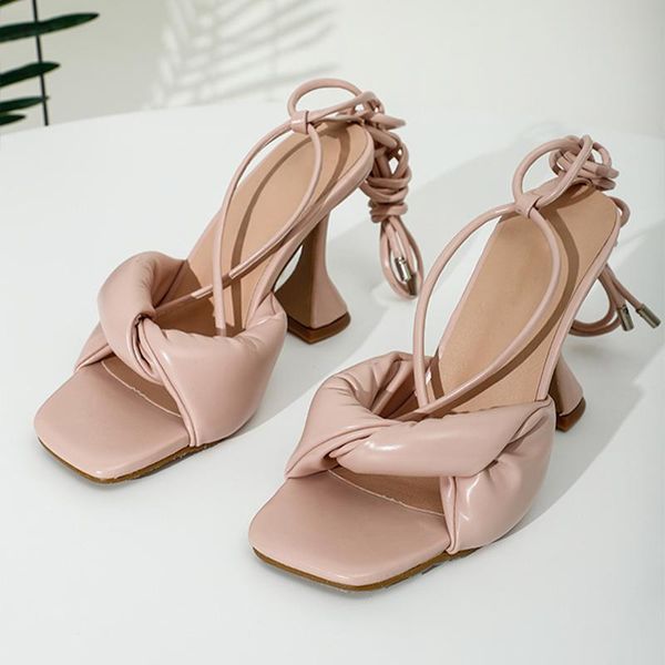 

women sandals ladies ankle strap summer thin high heels shoes female party dress fashion sandal woman square toe shoe 2021, Black