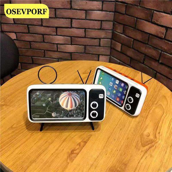 

cell phone mounts & holders retro tv mobile holder for smartphone cute bracket with wireless speaker music player audio mount desk
