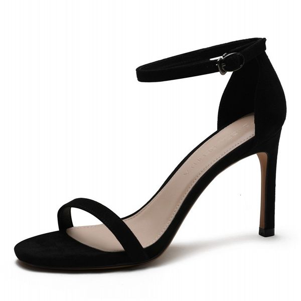 

sandals elegant fashion design suede leather comfortable thin heel shoes buckle women's n0066 3ew6, Black