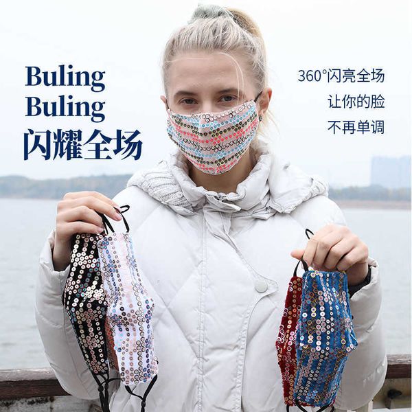 

ins size sequin can put pm2.5 filter dust fashion personality mask