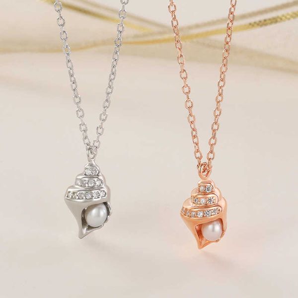 

chenqi s925 sier pearl conch necklace women's korean fashion temperament clavicle chain jewelry, Silver