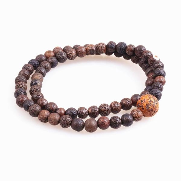 

beaded, strands brown 6mm stone bead bracelet men stretch strand bracelets, Black