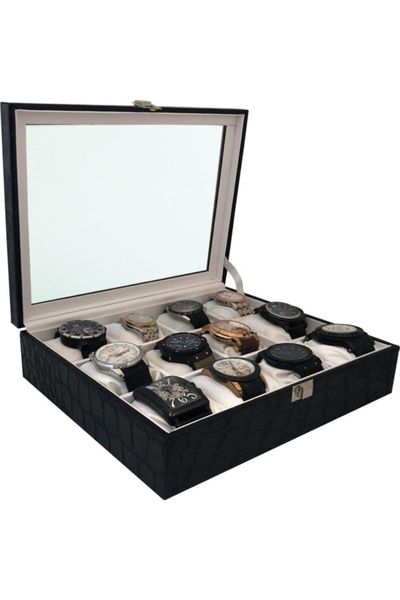 

watch box 12 pcs patent leather black 13762 bath accessory set