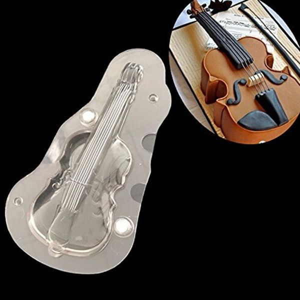 

baking & pastry tools 3d violin/guitar shape chocolate mold dessert transparent plastic diy mould include 2 clips cake decoration tool
