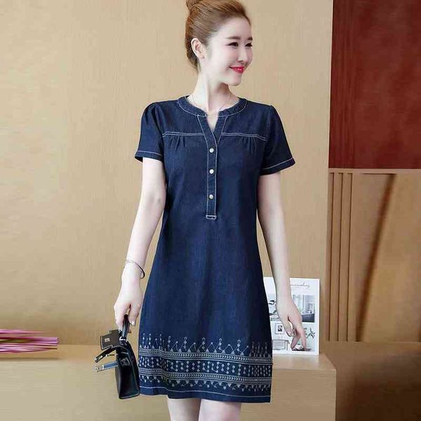 

denim dress for women summer casual jeans dress loose short sleeve vintage denim plus size 5xl dropship, Black;gray