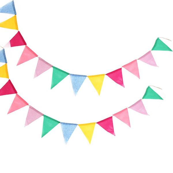 

party decoration 4m colorful jute linen flags pennant birthday bunting banners wall hanging wedding banner garland for home decor