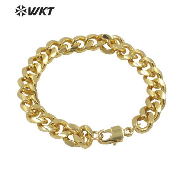 

wt-b572 fashion women real 18k gold plated big chunky chain bracelet simple metal high polish twisted curb link,, Black