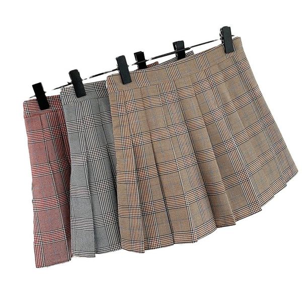 

skirts summer women plaid high waist mini skirt stitching student pleated cute sweet girls dance embroidery clothing, Black