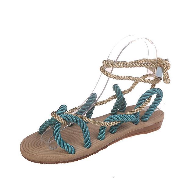 

sandals fashion womens summer shoes woman flat rope lace up gladiator non-slip beach chaussures femme h8vp, Black