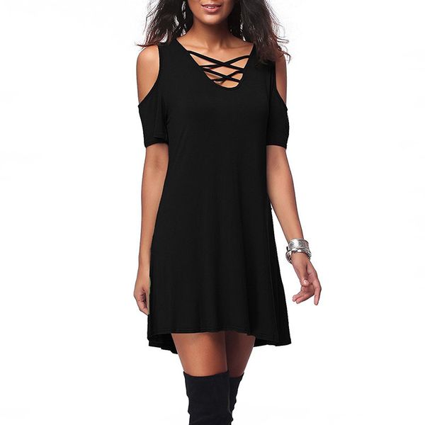 

short better new sleeve off shoulder dress loose, White;black
